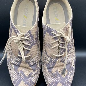 Cole Haan Zerogrande Oxford Shoes 8B beige python embossed leather, 8B women's